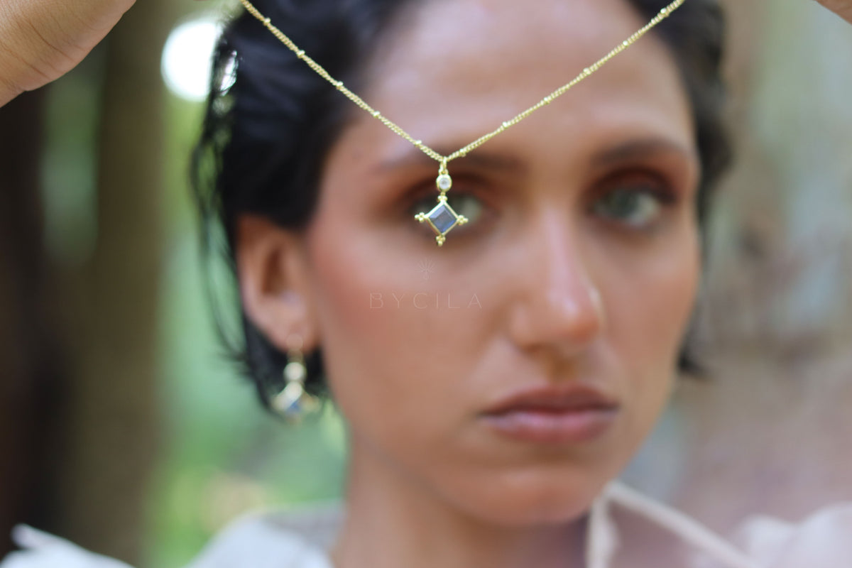 Laila Necklace * Labradorite & Moonstone * Gold Plated 18k * BJN202