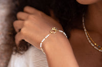 Mother of Pearl Beads Bracelet * Gold Plated * BJB039