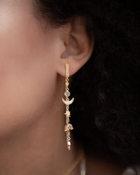 Half Moon Moonstone & Cubic Zirconia Earrings * Gold Plated 18k * BJE225