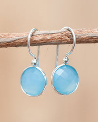 Aqua * Blue Chalcedony * Earrings * Dangle * Sterling Silver 925 * Gemstone * Handmade * Semi Precious Stone * BJE027