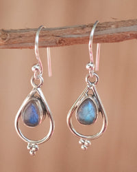 Labradorite Sterling Silver Earrings * Garnet Sterling Silver Earrings *Moonstone Earrings *Gemstone* Natural* Organic* Jewelry BJE039