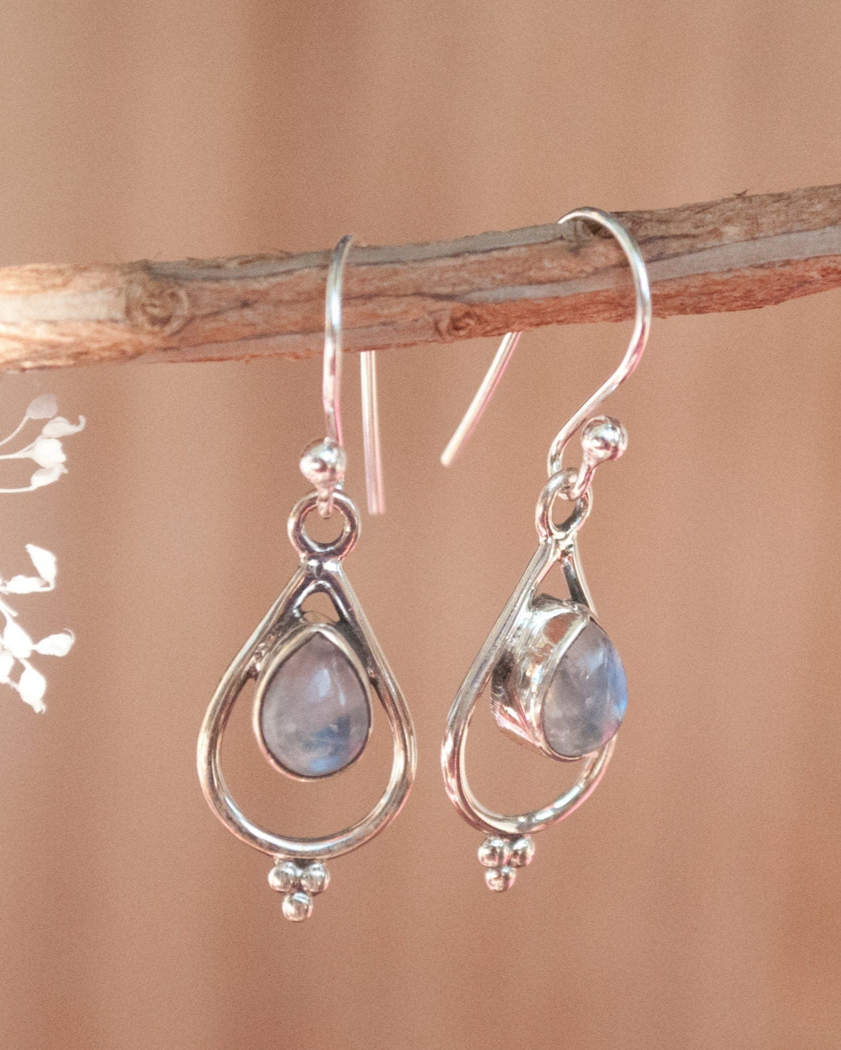 Labradorite Sterling Silver Earrings * Garnet Sterling Silver Earrings *Moonstone Earrings *Gemstone* Natural* Organic* Jewelry BJE039