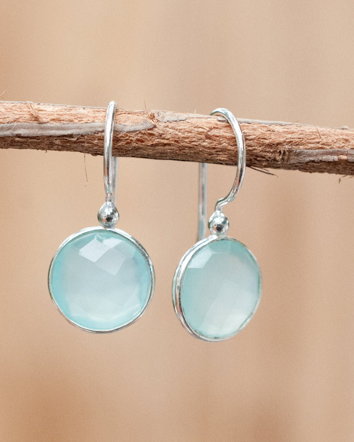 Aqua * Blue Chalcedony * Earrings * Dangle * Sterling Silver 925 * Gemstone * Handmade * Semi Precious Stone * BJE027