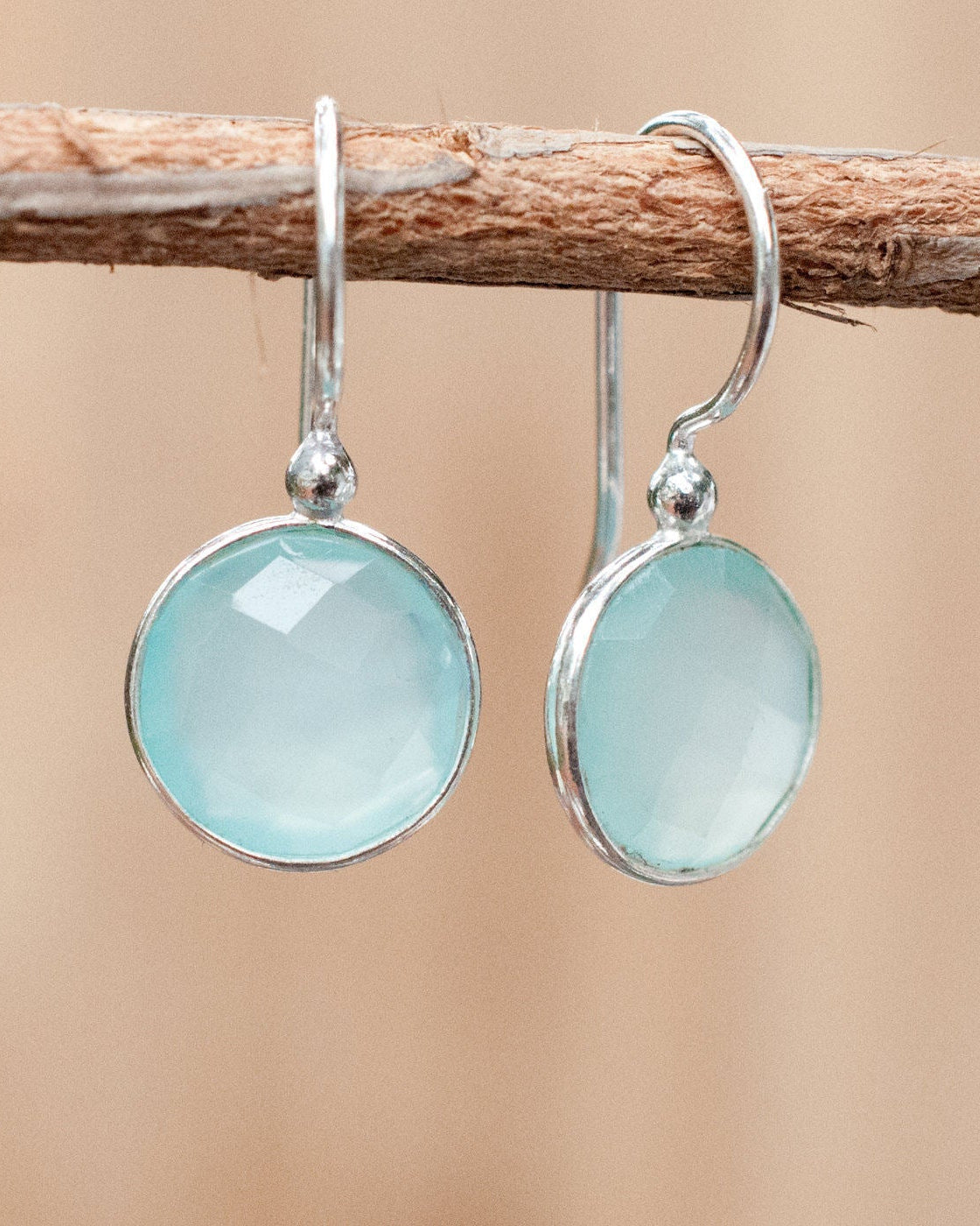 Aqua * Blue Chalcedony * Earrings * Dangle * Sterling Silver 925 * Gemstone * Handmade * Semi Precious Stone * BJE027