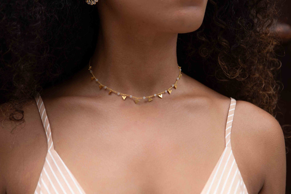 Moonstone, Rose Quartz, Labradorite or Turquoise Choker * Gold Plated * Handmade * Layered * Gemstone * Birthstone * Gift for Her *BJN135