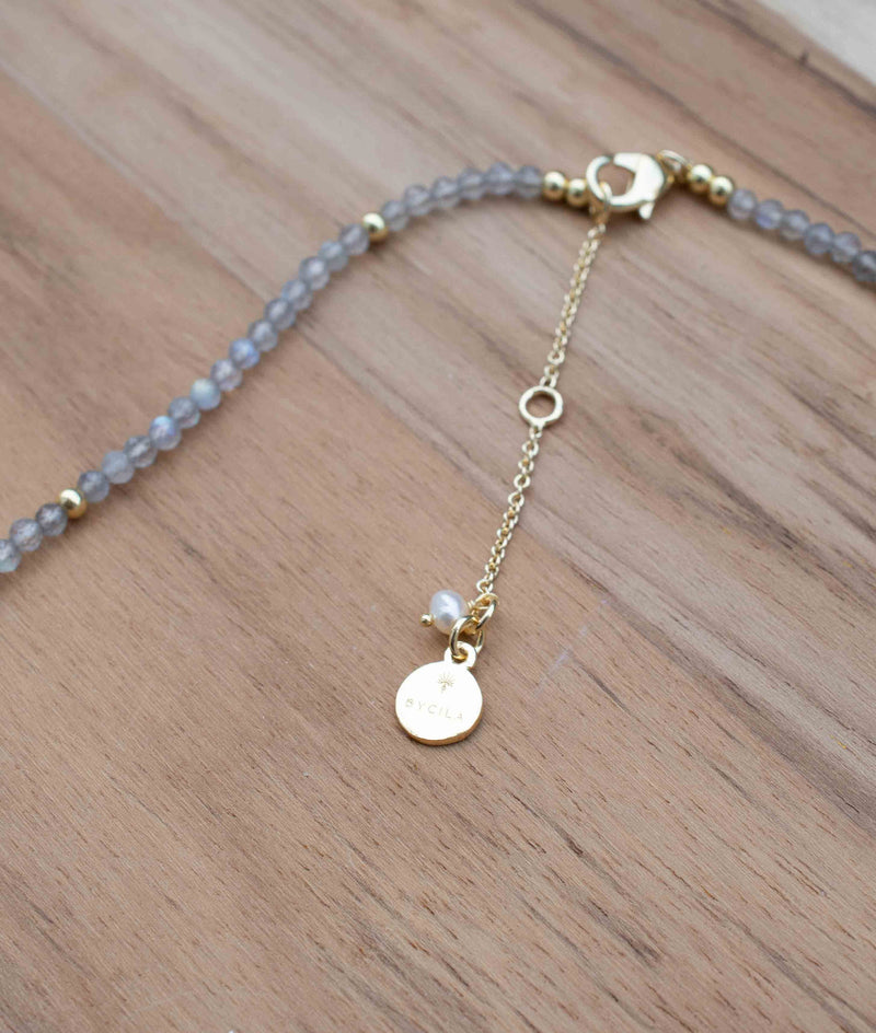 Labradorite & Pearl Bead Necklace * Gold Plated or Sterling Silver 925 * Handmade * Layered * Gemstone * Birthstone * Gift for Her *BJN177A