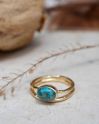 Turquoise Gold Plated Ring *Gold Ring *Statement Ring *Gemstone *Copper Turquoise Ring* Natural *Organic Ring * Ocean* Blue Ring *BJR326