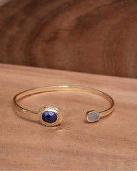 Sapphire hydro & Light Blue Jade Bangle Bracelet * Gold Plated * Gemstone * Adjustable *Statement * delicate * Minimalist * BJB050 *