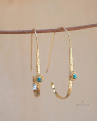 Copper Turquoise Gold Plated Threader Earrings * Gemstone * Earrings * Handmade *bridal earrings* Boho * ByCila * wedding earrings * BJE167