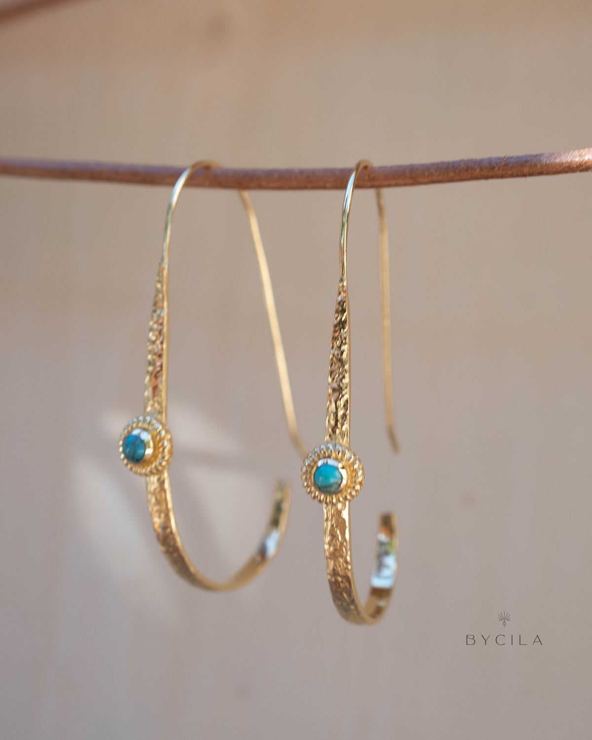 Copper Turquoise Gold Plated Threader Earrings * Gemstone * Earrings * Handmade *bridal earrings* Boho * ByCila * wedding earrings * BJE167