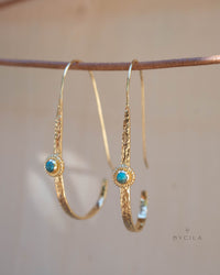 Copper Turquoise Gold Plated Threader Earrings * Gemstone * Earrings * Handmade *bridal earrings* Boho * ByCila * wedding earrings * BJE167
