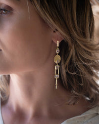 Rose Quartz Earrings Stud Gold Plated 18k *Post * Gemstone * Statement * handmade * Every day * Long * bohemian * ByCila * BJE192