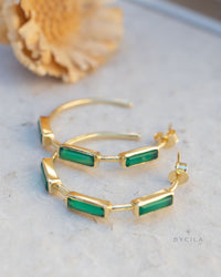 Green Onyx Hoop Gold Earrings * Handmade * Boho * Modern * Minimalist * Perfect Gift * ByCila Jewelry * BJE235