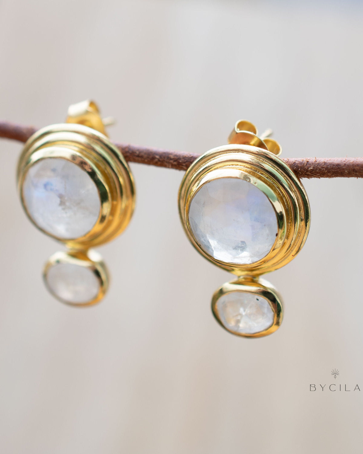 Moonstone Earrings Gold Plated 18k * BJE247