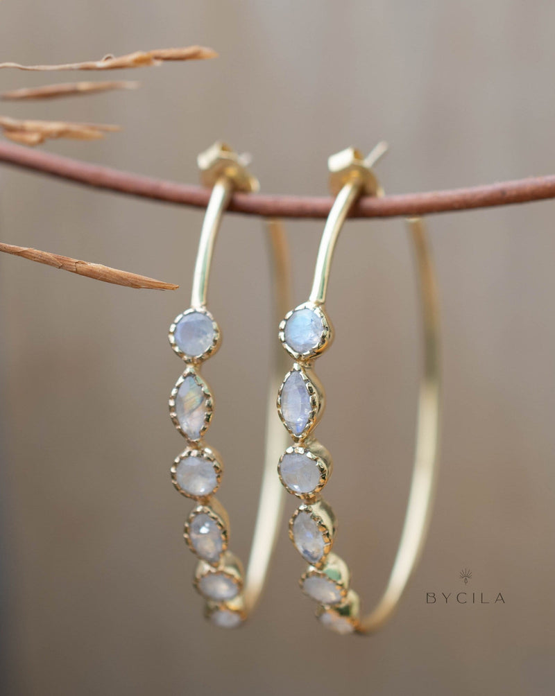 Moonstone Hoop Gold Plated 18k * BJE249