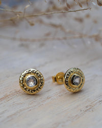 Clear Quartz Stud Earrings Gold Plated 18k * Gemstone * Earrings * Handmade * Boho * Modern * BJE254