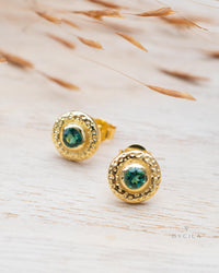 Green Tourmaline hydro Stud Earrings Gold Plated 18k * Gemstone * Earrings * Handmade * Boho * Modern * BJE251