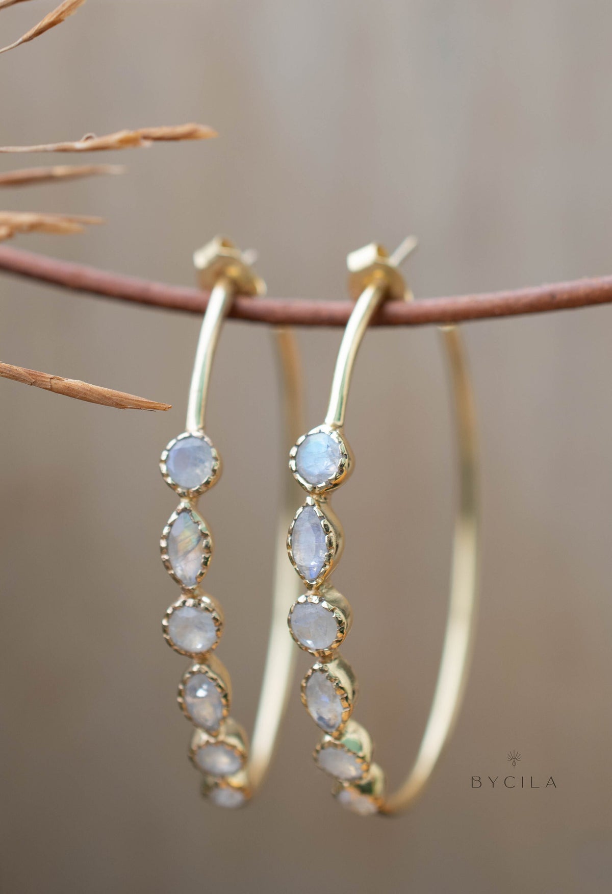 Moonstone Hoop Gold Plated 18k * BJE249