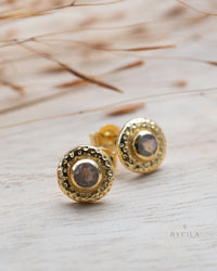 Labradorite Earrings Stud Gold Plated 18k *Post * Gemstone * Statement * handmade * Lightweight *ByCila * BJE252