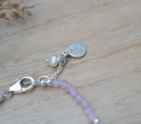 Rose Quartz & Pearl Bracelet * Gold Plated or Sterling Silver* Handmade * Layered * Gemstone * Birthstone * Gift for Her *BJB067