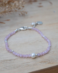 Rose Quartz & Pearl Bracelet * Gold Plated or Sterling Silver* Handmade * Layered * Gemstone * Birthstone * Gift for Her *BJB067