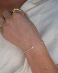 Rose Quartz & Pearl Bracelet * Gold Plated or Sterling Silver* Handmade * Layered * Gemstone * Birthstone * Gift for Her *BJB067