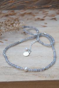 Labradorite & Pearl Bead Necklace * Gold Plated or Sterling Silver 925 * Handmade * Layered * Gemstone * Birthstone * Gift for Her *BJN177A