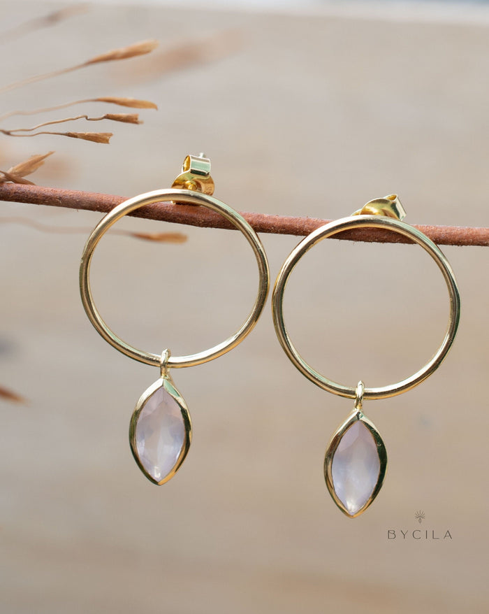 Bellinha Earrings * Rose Quartz * Gold Plated 18k or Sterling Silver 925 * BJE160
