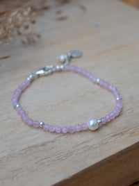 Rose Quartz & Pearl Bracelet * Gold Plated or Sterling Silver* Handmade * Layered * Gemstone * Birthstone * Gift for Her *BJB067
