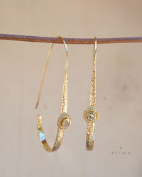 Citrine Earrings Gold Plated 18k * Dangle * Gemstone * Hammered * Statement * Every day * ByCila * Boho * Bohemian *Gift BJE200