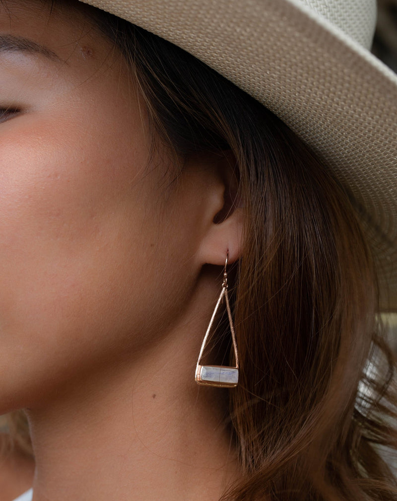 Marina Earrings * Moonstone * Gold Plated 18k, Silver Plated or Rose Gold Plated * BJE001A
