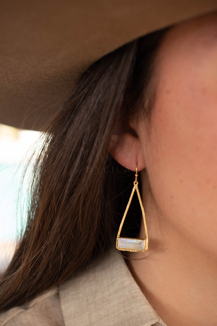 Marina Earrings * Moonstone * Gold Plated 18k, Silver Plated or Rose Gold Plated * BJE001A