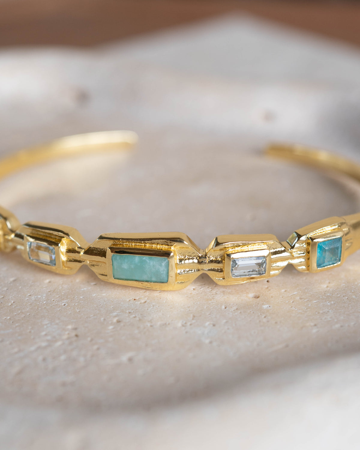 Analu Bracelet * Amazonite, Blue Topaz & Green White Jade