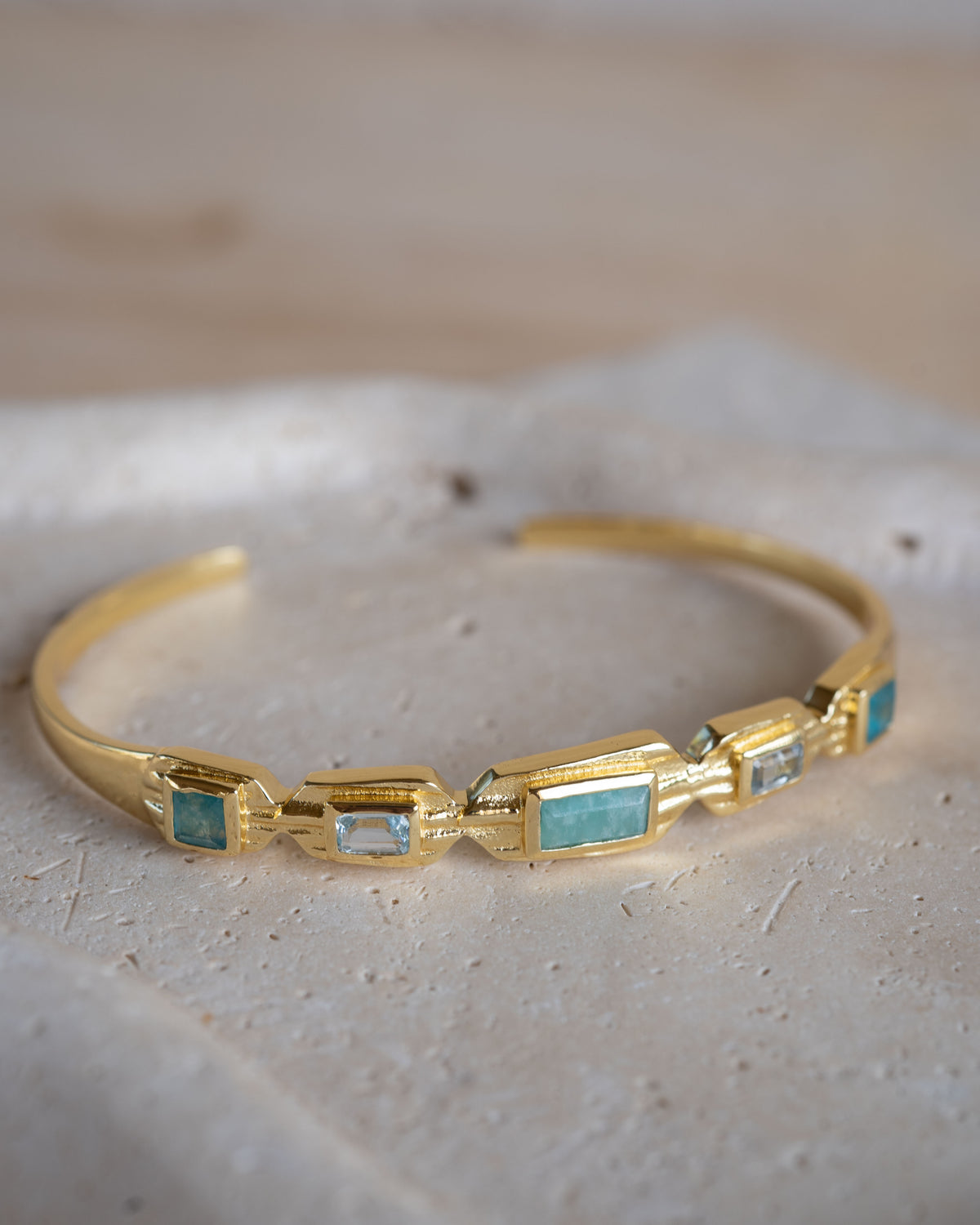 Analu Bracelet * Amazonite, Blue Topaz & Green White Jade