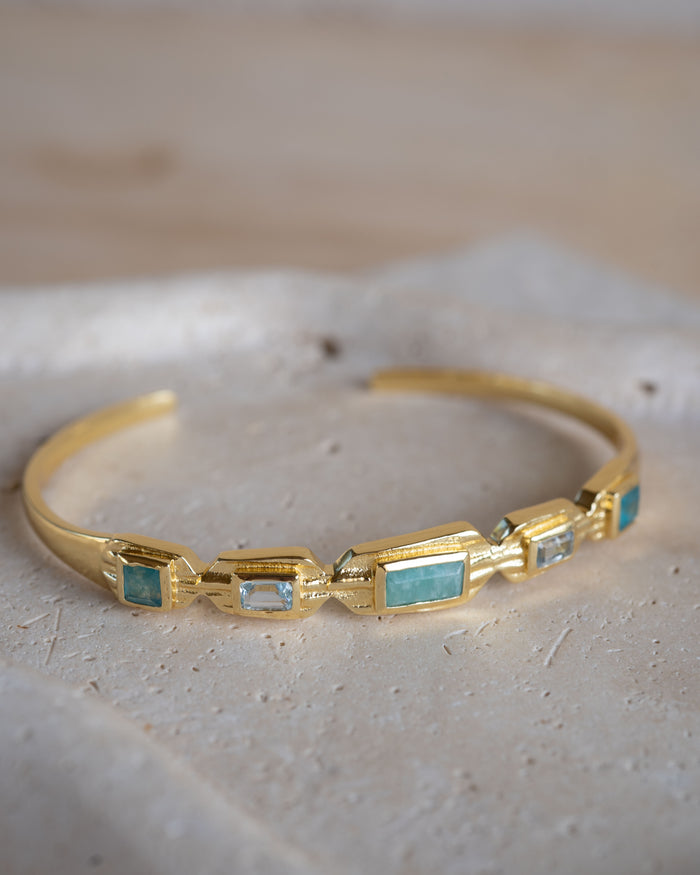 Analu Bracelet * Amazonite, Blue Topaz & Green White Jade