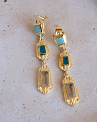 Analu Earrings * Amazonite, Green White Jade, Green Amethyst