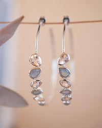 Nati Earrings * Labradorite and Morganite Hydro * Gold Plated 18k or Silver Plated * BJE166B