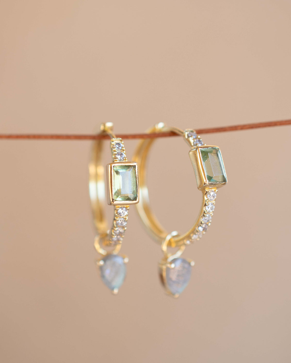 Neali Earrings * Green Amethyst, Labradorite