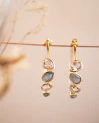 Little Nati Earrings * Labradorite and Morganite Hydro * Gold Plated 18k or Silver Plated * BJE164A