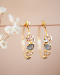 Little Nati Earrings * Labradorite and Morganite Hydro * Gold Plated 18k or Silver Plated * BJE164A