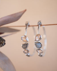 Little Nati Earrings * Labradorite and Morganite Hydro * Gold Plated 18k or Silver Plated * BJE164A