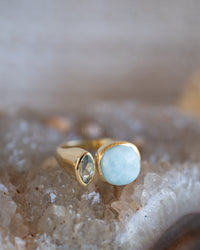 Clau Ring * Larimar & Blue topaz hydro * Gold Plated 18K * BJR156