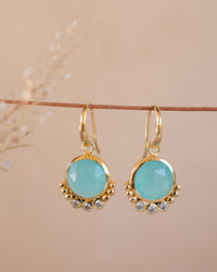 Edil Earrings * Aqua Chalcedony hydro & CZ * Earrings * Gold Plated 18k * BJE242