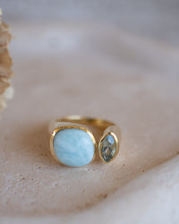 Clau Ring * Larimar & Blue topaz hydro * Gold Plated 18K * BJR156