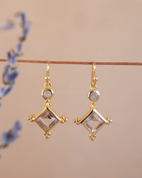 Laila Earrings * Morganite hydro & Moonstone * Gold Plated * BJE296