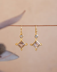 Laila Earrings * Morganite hydro & Moonstone * Gold Plated * BJE296
