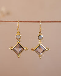 Laila Earrings * Morganite hydro & Moonstone * Gold Plated * BJE296