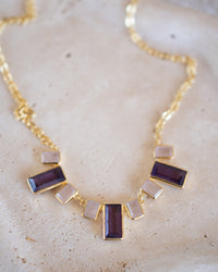 Elyana Necklace * Moonstone & Amethyst hydro * Gold Plated 18k * BJN208