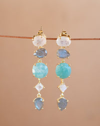 Laurita Earrings * Amazonite, Labradorite & Moonstone * Gold Plated * BJE298