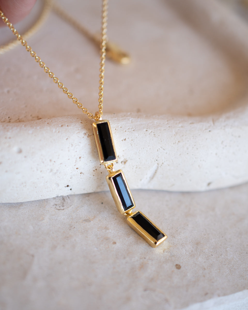 Eva Necklace * Black Onyx * Gold Plated 18k * BJN188